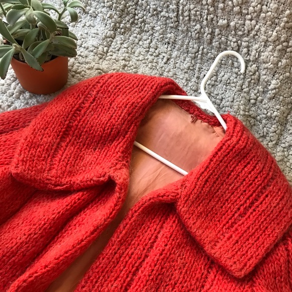 VINTAGE 1960s ORANGE KNIT COAT - size M/L - Picture 2 of 7